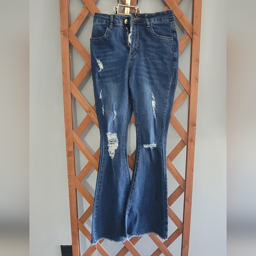 Distressed Blue Jeans